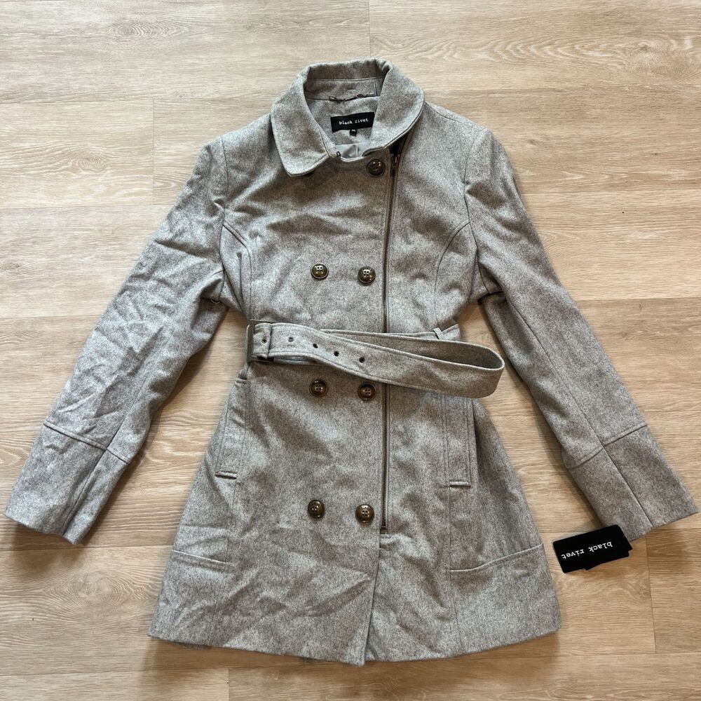 Black Rivet Grey Pea Coat Women's-Size XL